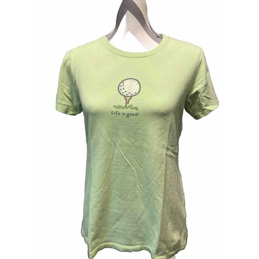 Life Is Good Golf T-shirt Women Light Green Short Sleeve Medium Classic Fit
